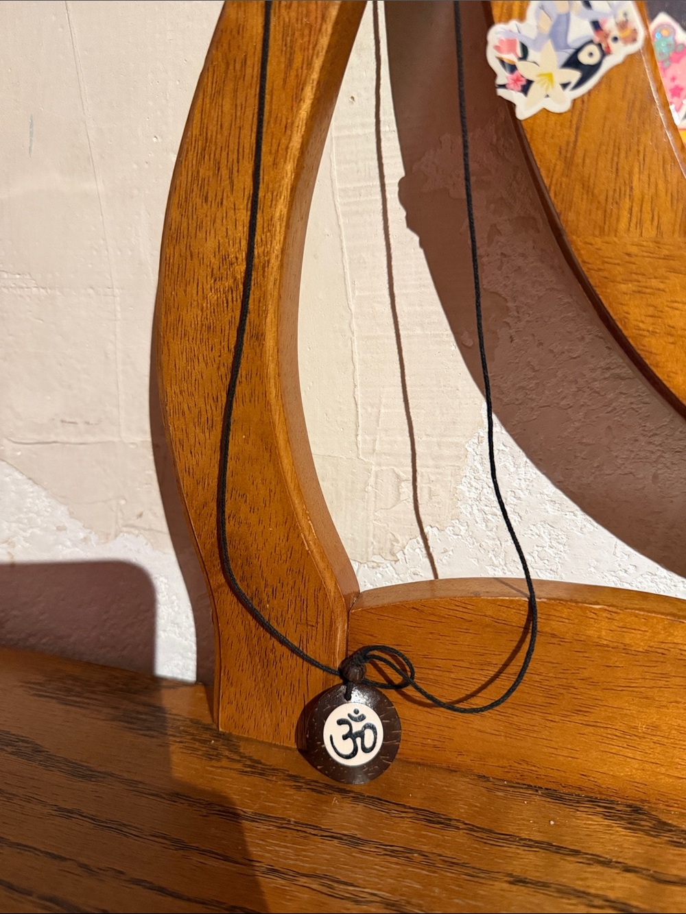 Black Cord Om Symbol Pendant Necklace - Women Jewelry